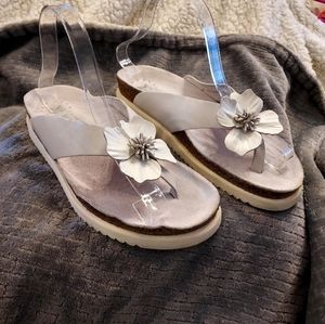 Mephisto Flower Sandals Leather sz38/7.5 White